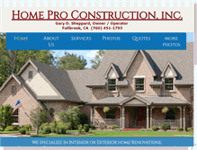 Tablet Screenshot of homeproconstructioninc.com